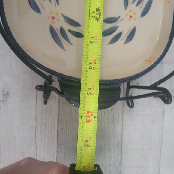 Temptations by Tara Old World Blue Ceramic Casserole w Stand - Picture 10 of 11